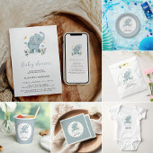 Schattige Elephant Blue Baby Boy Shower Kaart