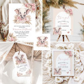 Schattigee olifant roze boho meisje Baby shower Waterfles Etiket