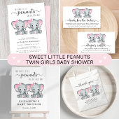 Tweeling Meisjes Olifant Luier Raffle Baby shower Informatiekaartje