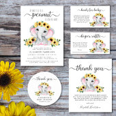 Olifant zonnebloemen baby meisje douche dank u ronde sticker