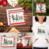 Funny Elf Familie van Vijf Foto Rood Kerst Theedoek