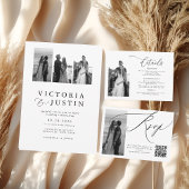 Eenvoudige zwart-wit bruiloft RSVP Informatiekaartje