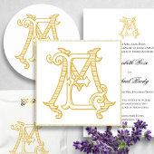 BEWERKBARE KLEUREN ME Monogram EM Monogram Uitnodi Kaart