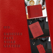 Elegant rood faux veganistisch leer visitekaartje