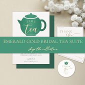 Emerald Gold Tea Elegant Vrijgezellenfeest dank u Bedankkaart