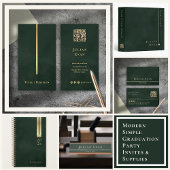 Emerald Green & Gold Scannable QR Code Monogram Visitekaartje