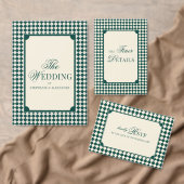 Vintage Emerald Checkered Old Money Photo Wedding Kaart (Personaliseer de collectie van deze zelfstandige maker.)