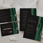 Emerald Green Agate Roos Gold QR Code Wedding Kaart