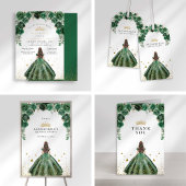 Goudfolie Quinceañera Emerald Green Floral Cadeaulabels