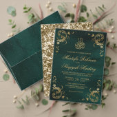 Antieke gouden lijst smaragdgroene islamitische br RSVP kaartje (Personaliseer deze collectie van deze onafhankelijke maker. Test)