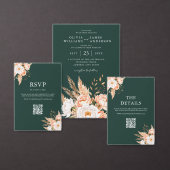 Emerald Green Boho Chic Bloemen Huwelijk Kaart (Personaliseer de collectie van deze zelfstandige maker.)