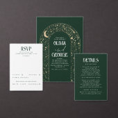 Celestial Night Sky Stars Emerald Green Satijnen Lint (Personaliseer de collectie van deze zelfstandige maker.)