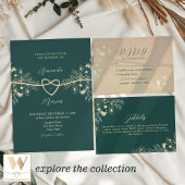 Emerald Green Gold Floral Wedding Menu