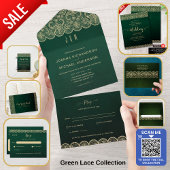 Alles in één rustieke groene kant bruiloft met RSV All In One Uitnodiging