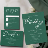 Smaragdgroene witte typografie Forest Wedding Menu