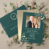 Elegant Emerald Green Photo Wedding Kaart (Personaliseer deze collectie van deze onafhankelijke maker. Test)