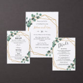 Gold Lijst Greenery Geometrische bruiloft uitnodig Kaart (Personaliseer de collectie van deze zelfstandige maker.)