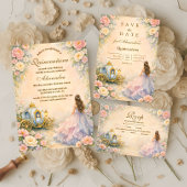 Enchanted Carriage Fairytale Quinceañera RSVP Kaartje