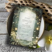 Betoverd bospad van bloemen groene trouw bedankkaart