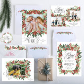 Botanische Kerst Bedrijf Aangepaste Logo Envelope Vierkante Sticker