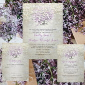 Lavendel hart blad boom bruiloft programma handwaaier