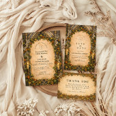 Enchanted Ivy Gothic Autumn Wedding Kaart