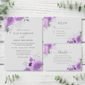 Lavendel Paars & Zilver Bloemige Elegante Trouw  Save The Date (Personaliseer de collectie van deze zelfstandige maker.)