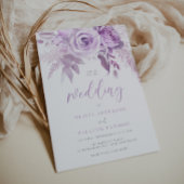 Betoverde Paarse Rozen Elegant Bruiloft Zilver Folie Uitnodiging