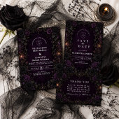 Betoverde Paarse Goth Huwelijk Save The Date