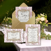 Floral Elegant  Roze en Wit Gouden Bruid Servet