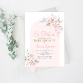 Roze Bloemen Spaans Baby shower Meisje Bedankkaart