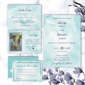 Etheral Magnolia Flower, Wedding All In One Uitnodiging