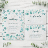 Eucalyptus en marmeren bruiloft kaart (Personaliseer de collectie van deze zelfstandige maker.)