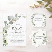 Baby Shower Eucalyptus Groene Tinten Boho Landelij Ronde Sticker