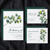 Elegant Eucalyptus groen bruiloft menu Kaart
