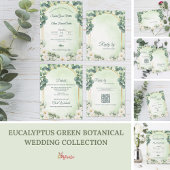 Botanical Eucalyptus Sage Green Garden Wedding Save The Date