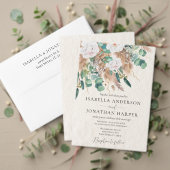 Boho Groene Eucalyptus Pampas Gras QR Code Bruilof Kaart (Personaliseer deze collectie van deze onafhankelijke maker. Test)