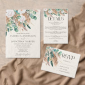 Boho groen beige eucalyptus pampas bruiloft ronde sticker (Personaliseer de collectie van deze zelfstandige maker.)