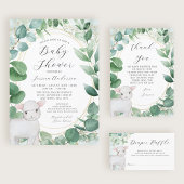 Eucalyptus groen lam Baby shower Bedankkaart