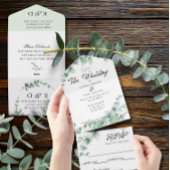 Eucalyptus Greenery Elegant Wedding All In One Uitnodiging