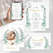 Groen gouden eucalyptus baby shower uitnodiging