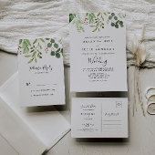 Eucalyptus Simple Brown Floral Weddenschap Informatiekaartje