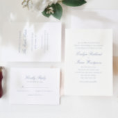 Elegant Dusty Blue Script Trouwtafel nummer Kaart