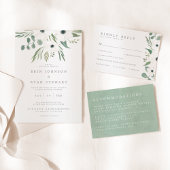 Waterverf Anemone & Stoffige Groene Eucalyptus RSV RSVP Kaartje