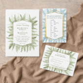 Winter groenblijvende pijnboomkunst bruiloft kaart (Personaliseer de collectie van deze zelfstandige maker.)