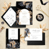 Exclusieve zwart gouden bloemen Save the date Kaart