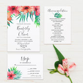 Tropische hibiscus Hawaiian Beach bruiloft RSVP Kaartje