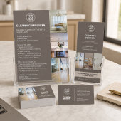 Modern Cleaning Services Foto Logo Taupe Flyer