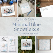Minimal Blue Snowflakes Vakantie Foto Gift Labels Cadeaulabel