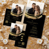 Photo Sophisticated Modern Real Gold Abstract  Folie Uitnodiging